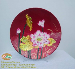 Đĩa sơn mài hình hoa sen - Quà tặng lưu niệm Việt Nam